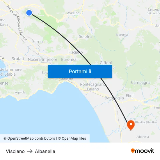 Visciano to Albanella map