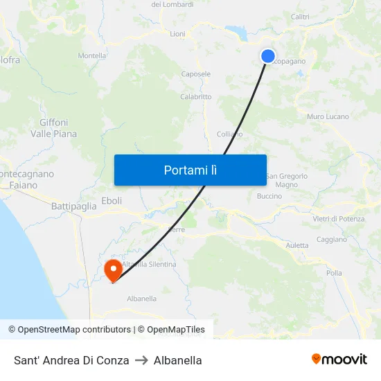 Sant' Andrea Di Conza to Albanella map