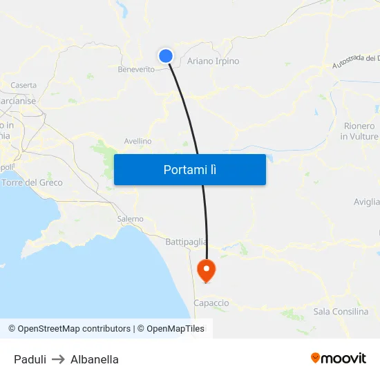 Paduli to Albanella map