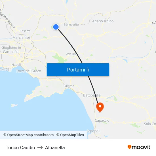 Tocco Caudio to Albanella map