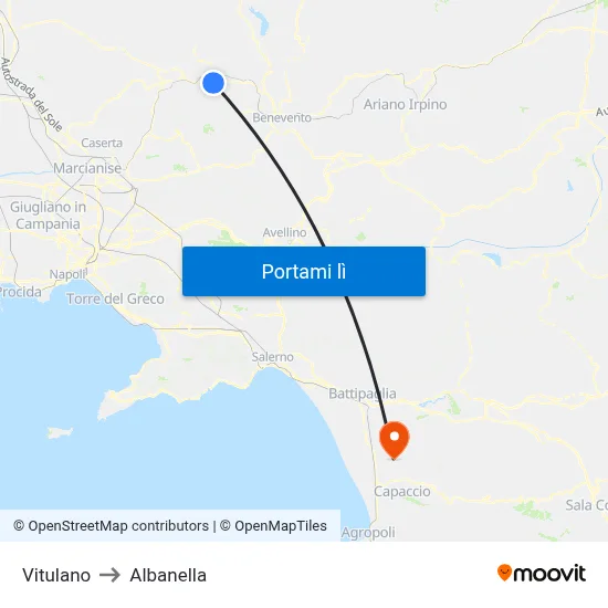 Vitulano to Albanella map