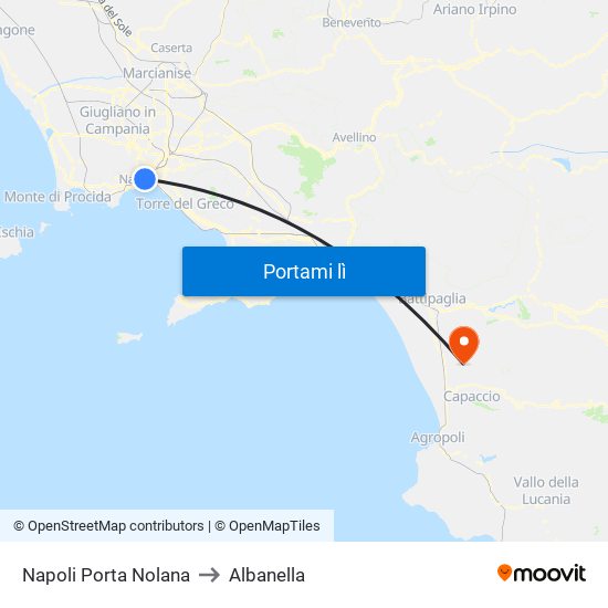 Napoli Porta Nolana to Albanella map
