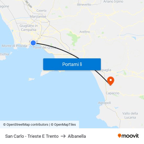 San Carlo - Trieste E Trento to Albanella map