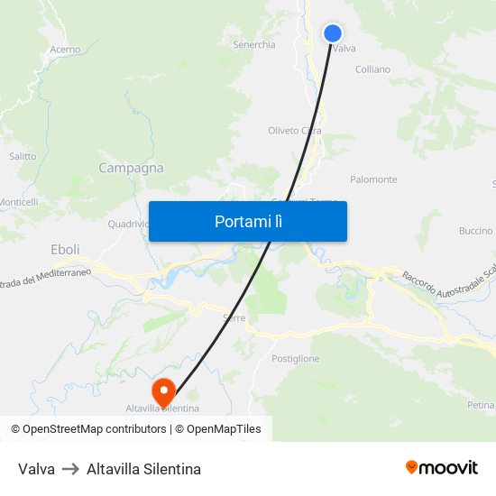 Valva to Altavilla Silentina map