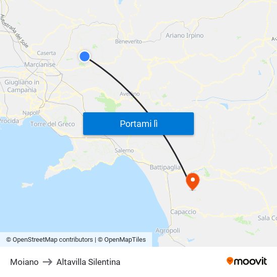 Moiano to Altavilla Silentina map