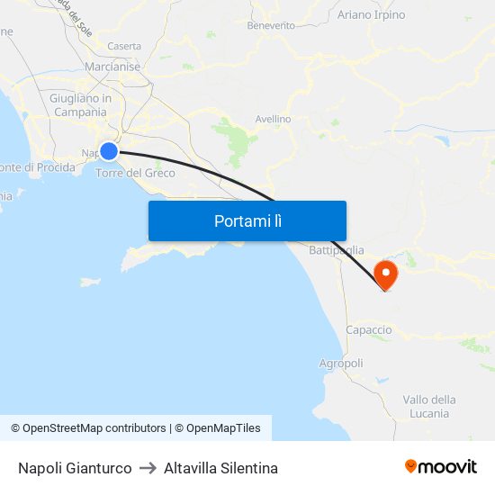 Napoli Gianturco to Altavilla Silentina map