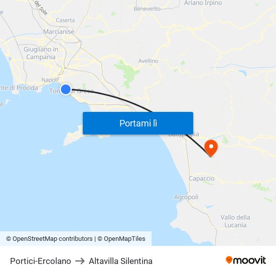Portici-Ercolano to Altavilla Silentina map
