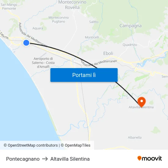 Pontecagnano to Altavilla Silentina map