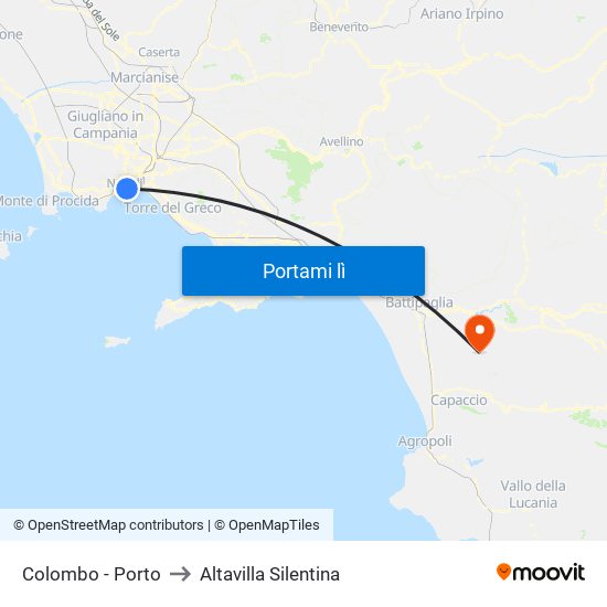 Colombo - Porto to Altavilla Silentina map