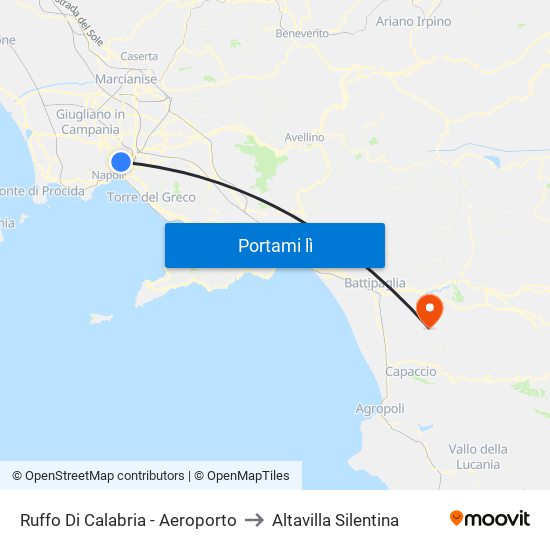 Ruffo Di Calabria - Aeroporto to Altavilla Silentina map