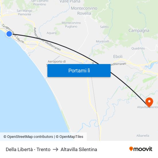 Della Libertà - Trento to Altavilla Silentina map