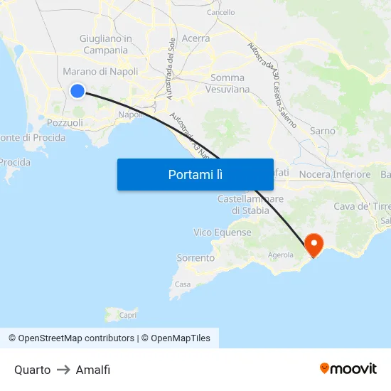 Quarto to Amalfi map
