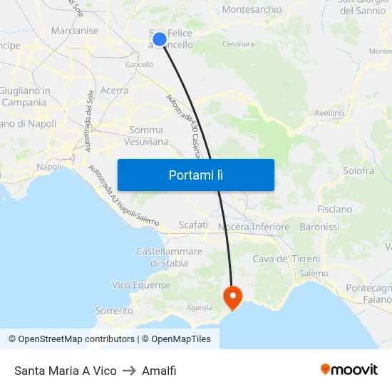 Santa Maria A Vico to Amalfi map