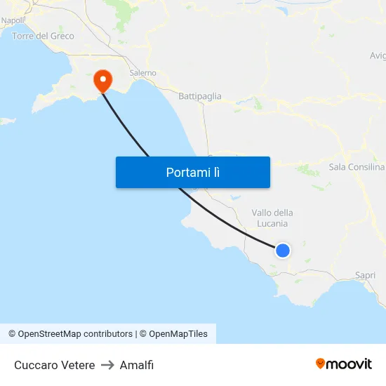 Cuccaro Vetere to Amalfi map