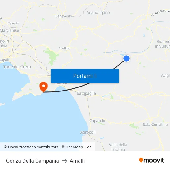 Conza Della Campania to Amalfi map