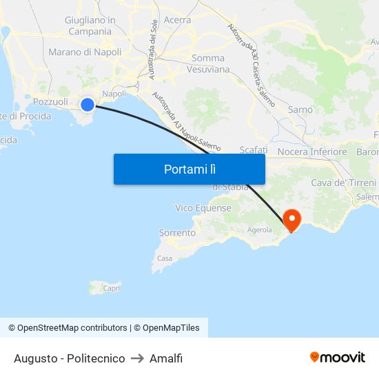 Augusto - Politecnico to Amalfi map