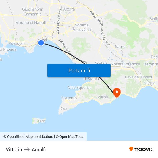 Vittoria to Amalfi map