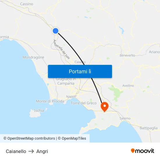Caianello to Angri map