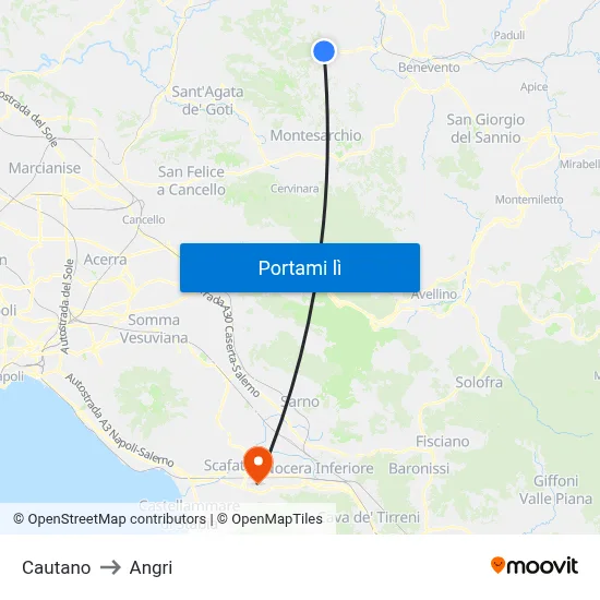 Cautano to Angri map