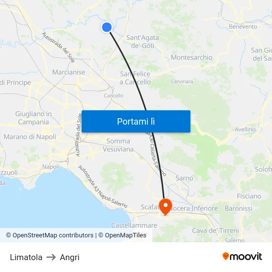 Limatola to Angri map