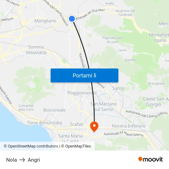 Nola to Angri map