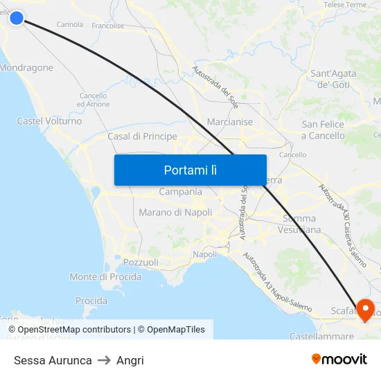 Sessa Aurunca to Angri map