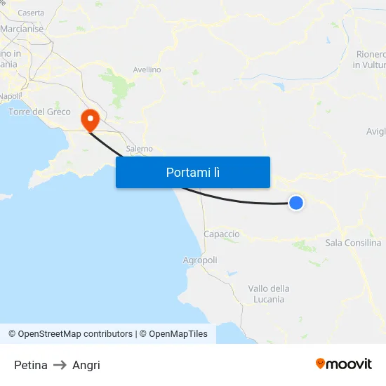 Petina to Angri map