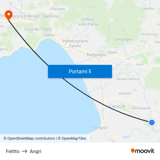Felitto to Angri map