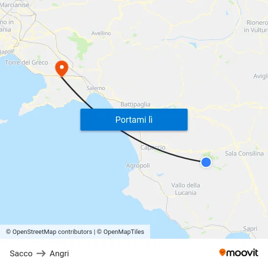 Sacco to Angri map