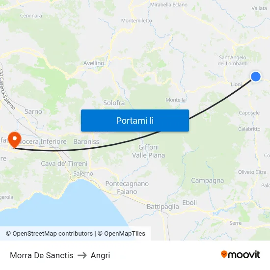 Morra De Sanctis to Angri map