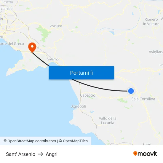 Sant' Arsenio to Angri map