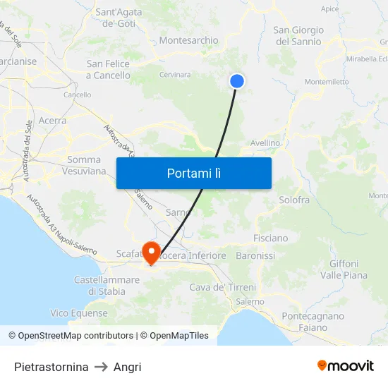 Pietrastornina to Angri map