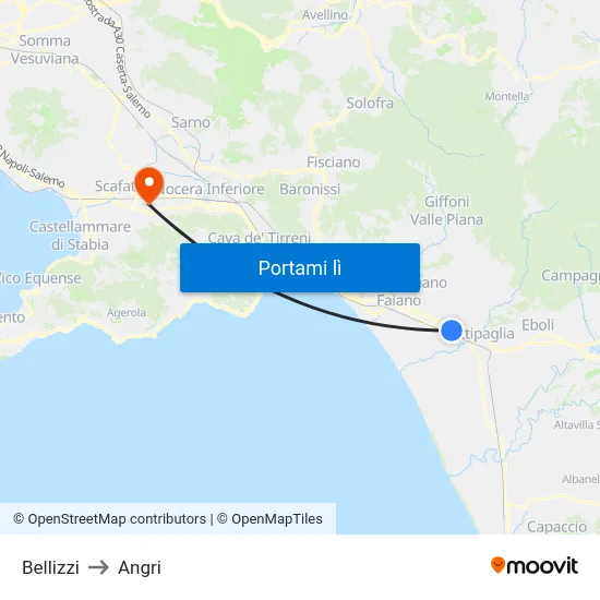 Bellizzi to Angri map