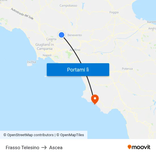 Frasso Telesino to Ascea map