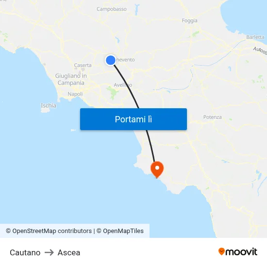 Cautano to Ascea map
