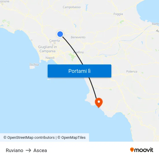 Ruviano to Ascea map