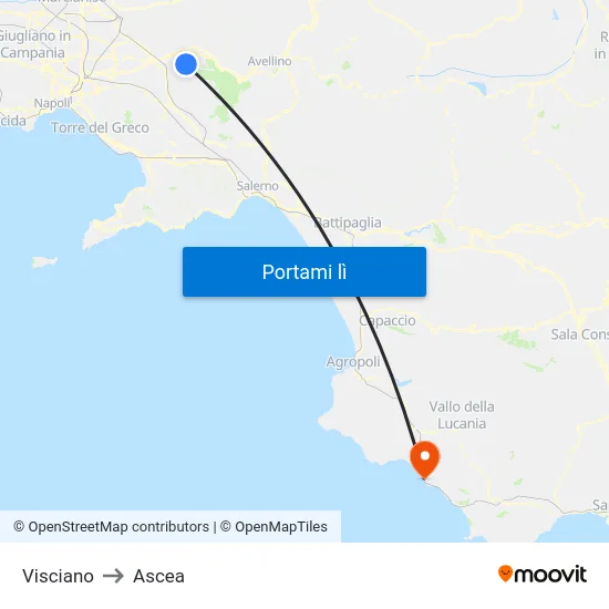 Visciano to Ascea map