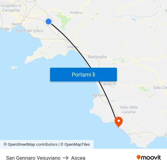 San Gennaro Vesuviano to Ascea map