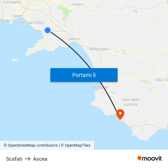 Scafati to Ascea map