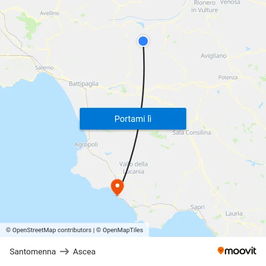 Santomenna to Ascea map