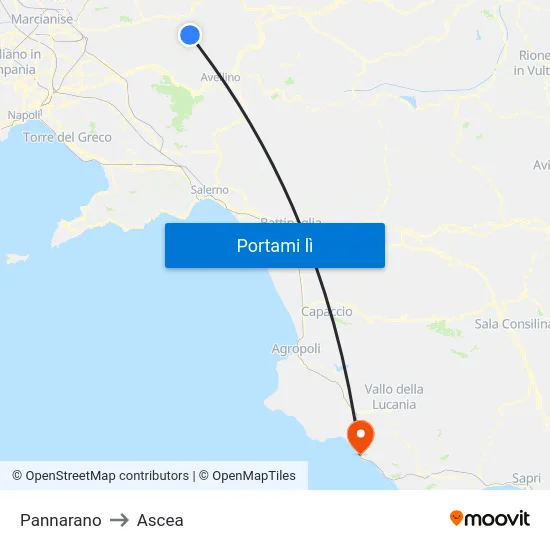 Pannarano to Ascea map