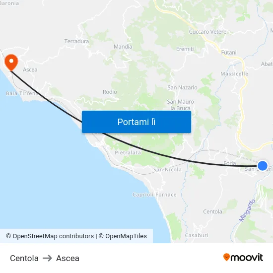 Centola to Ascea map