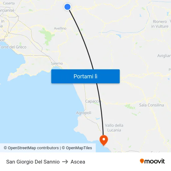 San Giorgio Del Sannio to Ascea map