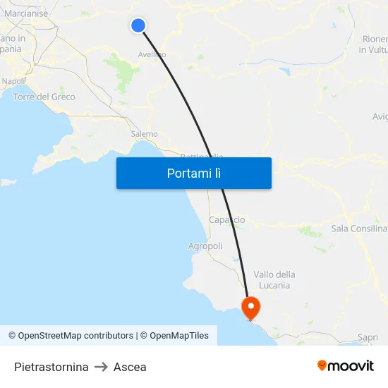 Pietrastornina to Ascea map