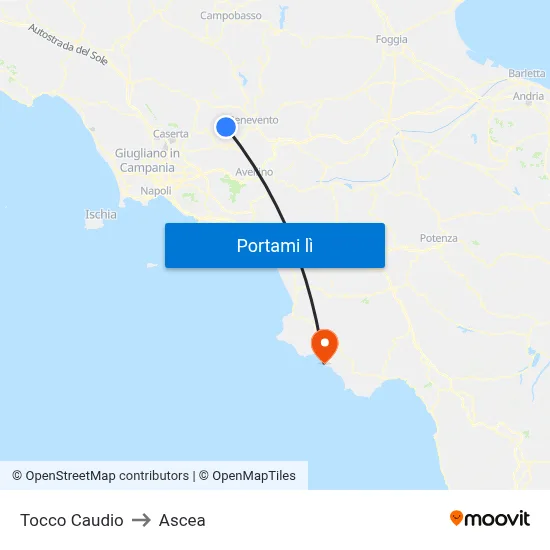 Tocco Caudio to Ascea map