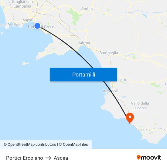 Portici-Ercolano to Ascea map