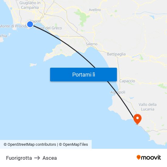 Fuorigrotta to Ascea map