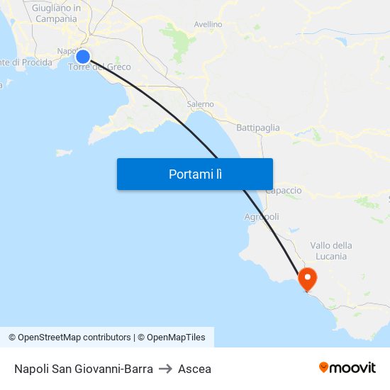Napoli San Giovanni-Barra to Ascea map