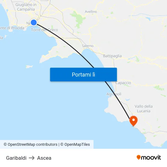 Garibaldi to Ascea map