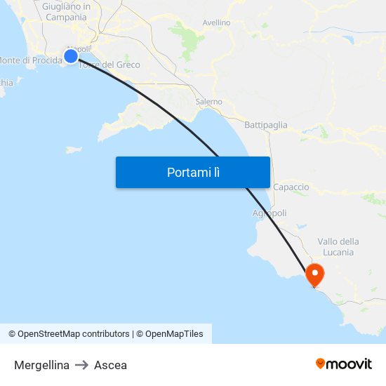 Mergellina to Ascea map